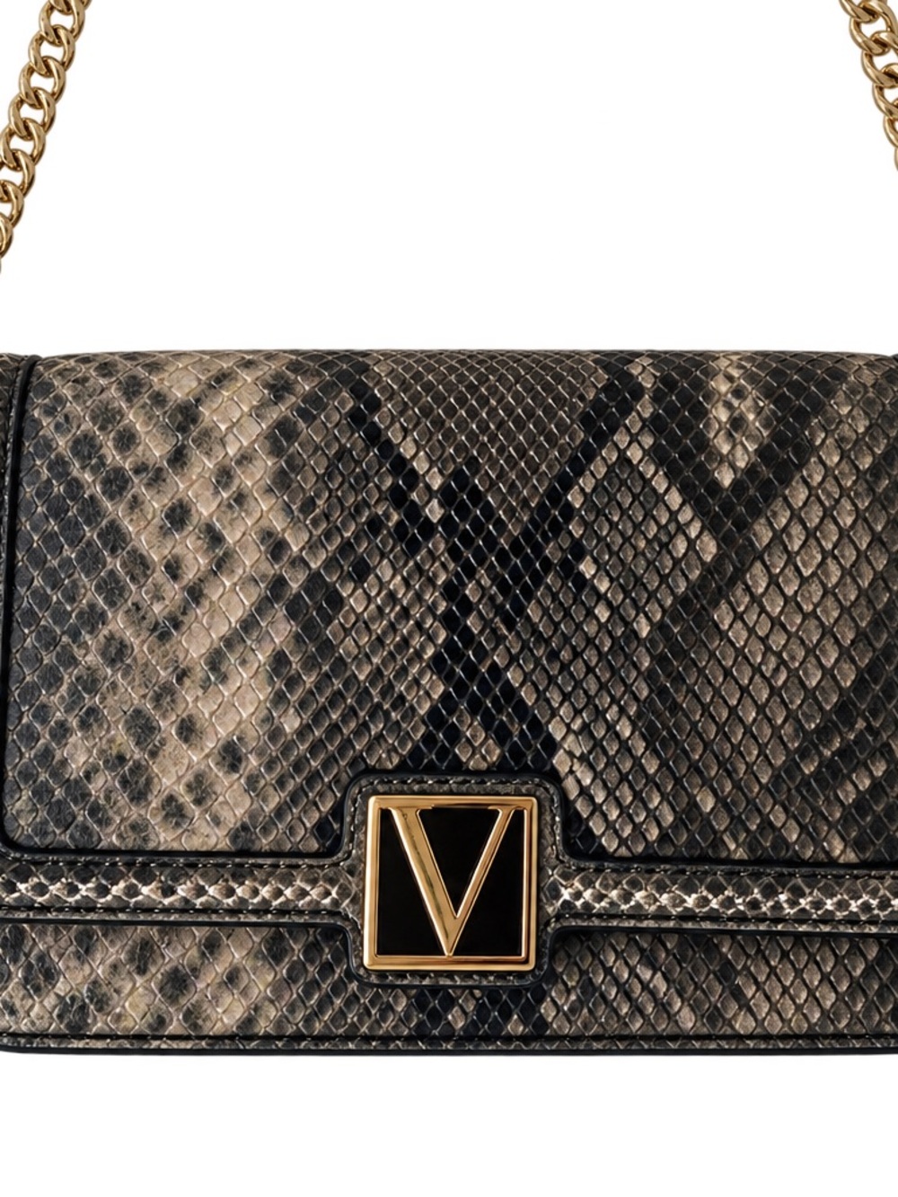 Victoriaโs Secret Snake-Print Shoulder Bag in Black and Gray